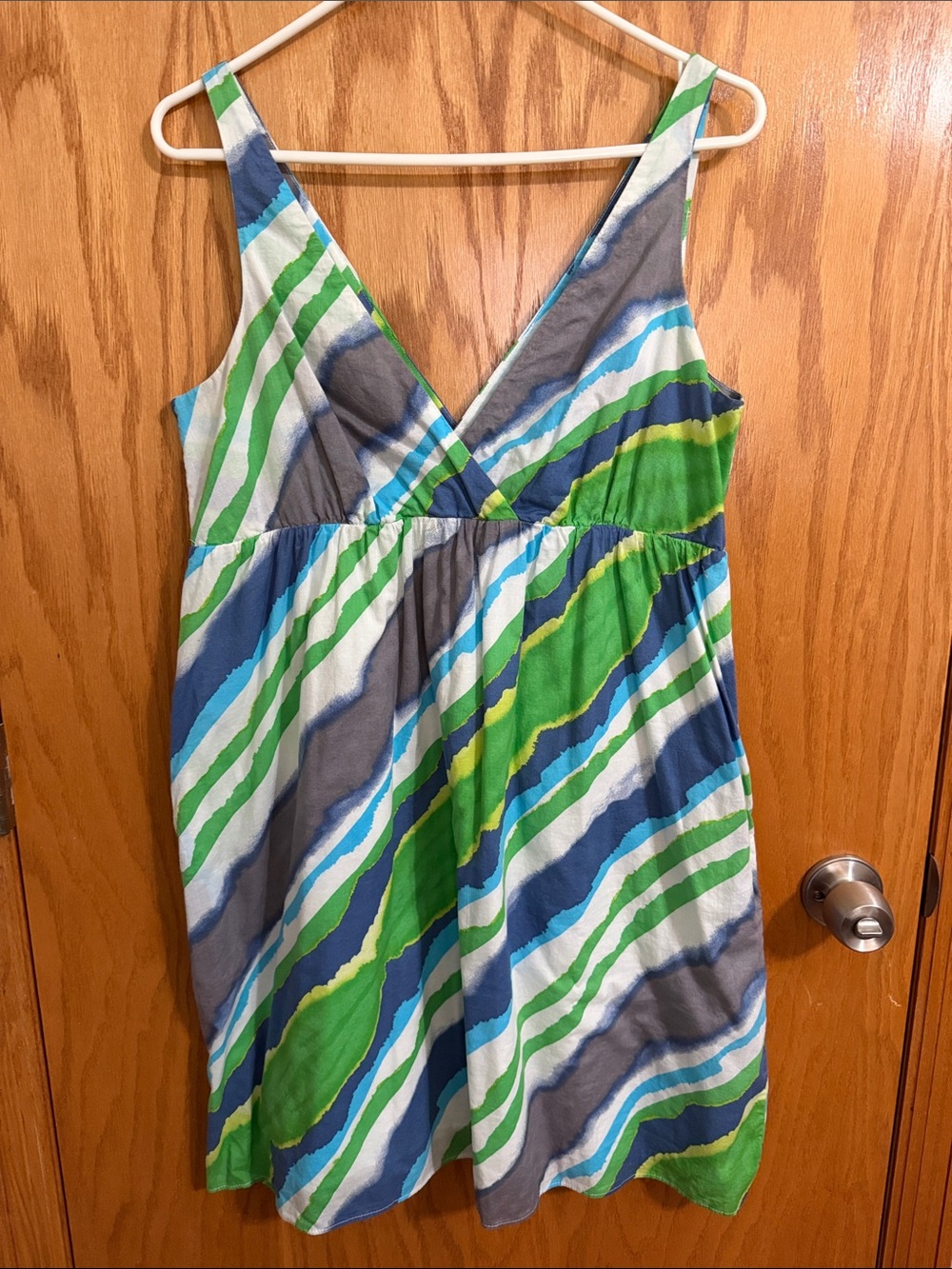 Old Navy Striped V-Neck Dress with Pockets